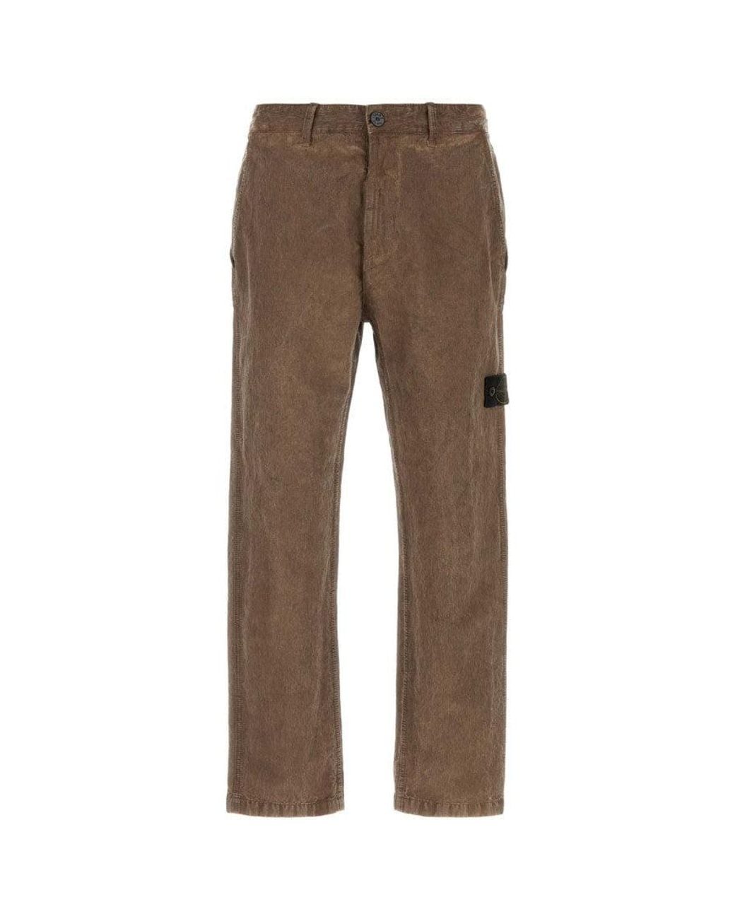 Stone Island Brown Lead Corduroy Trousers for men