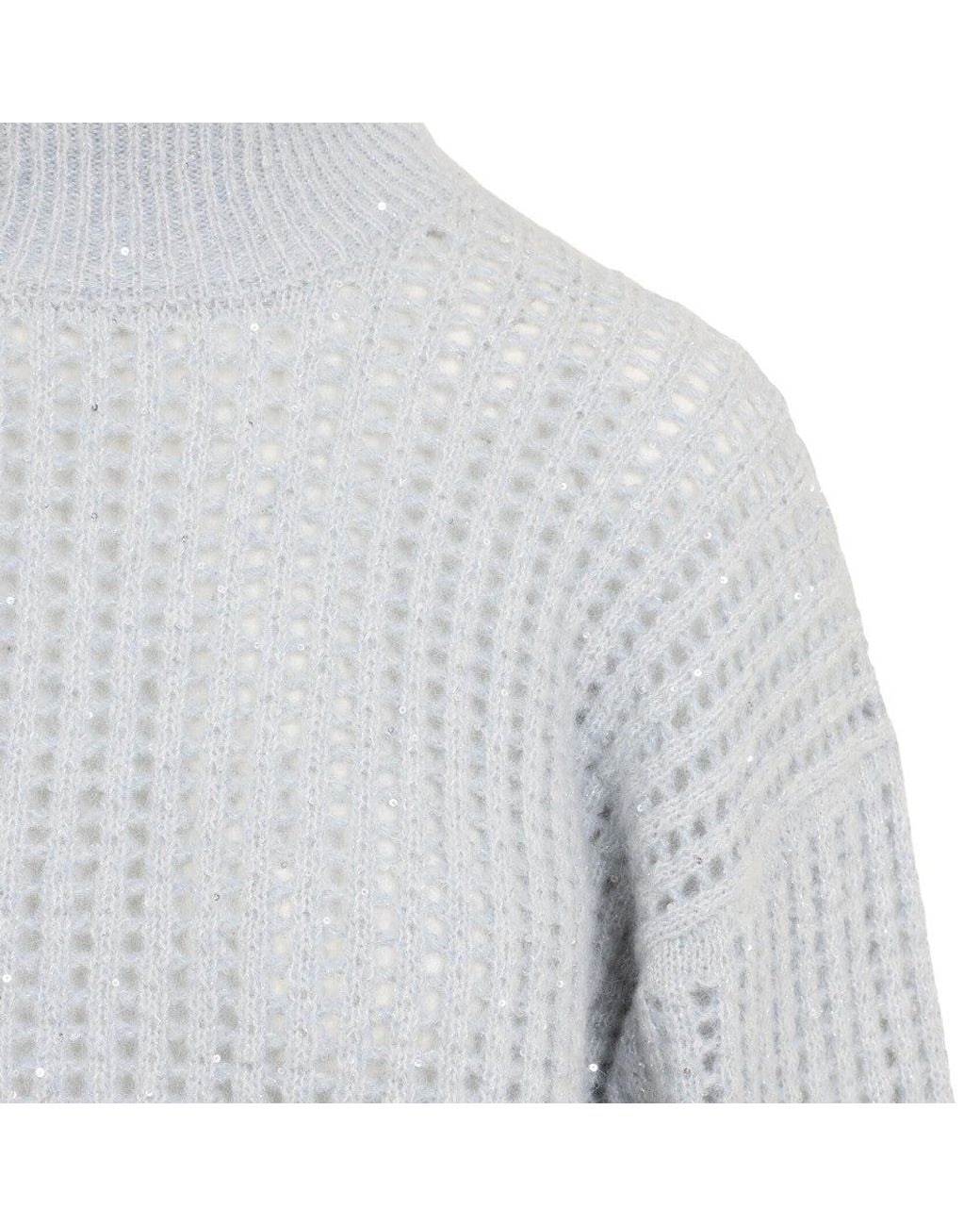 Peserico Gray Light Knitted Mock Collar Sweater