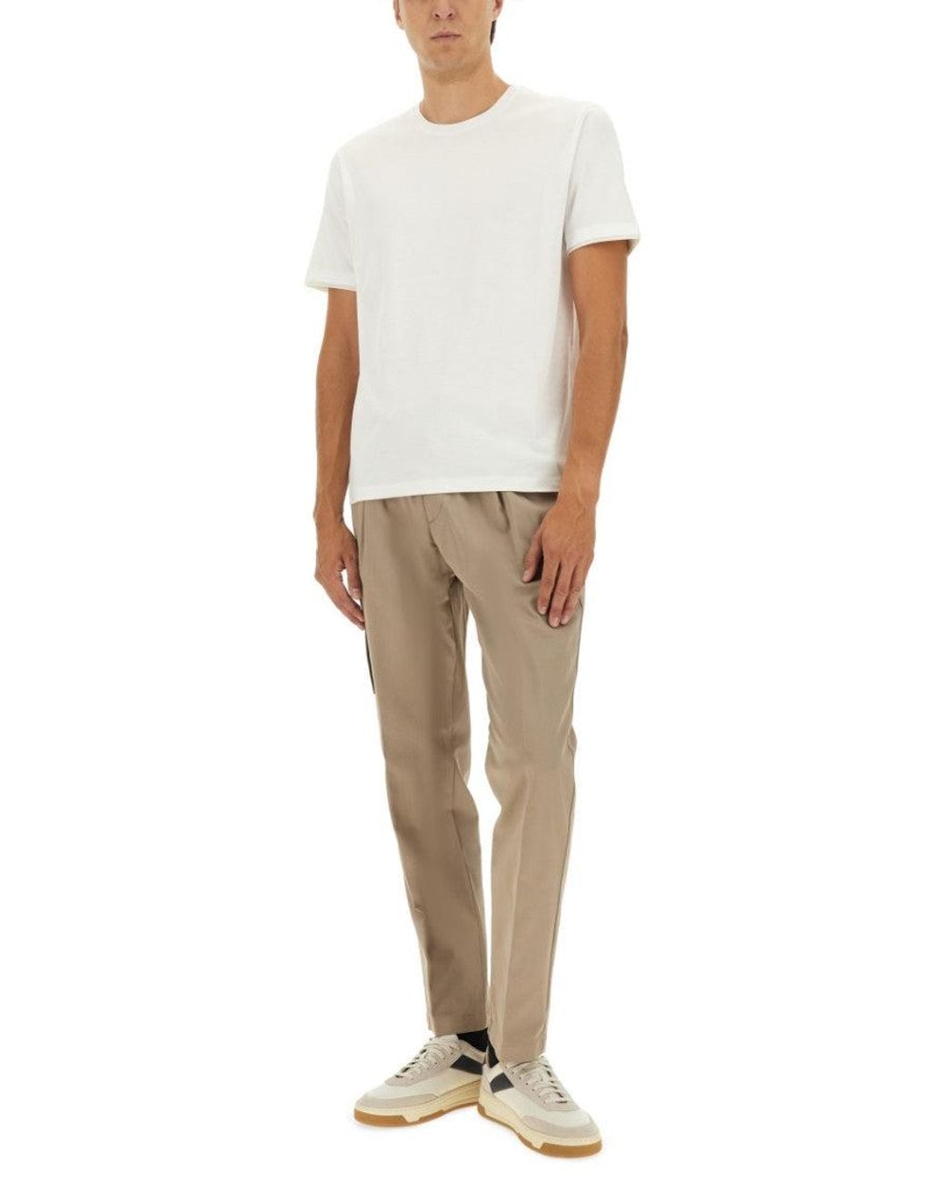 Herno White Solid Crew Neck T-Shirt for men