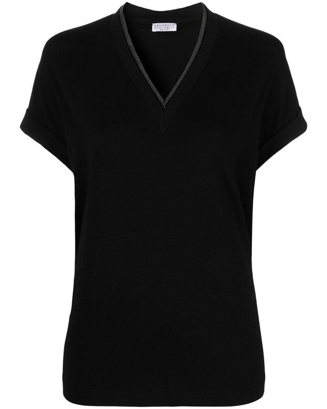 Brunello Cucinelli Black V-Neck Top