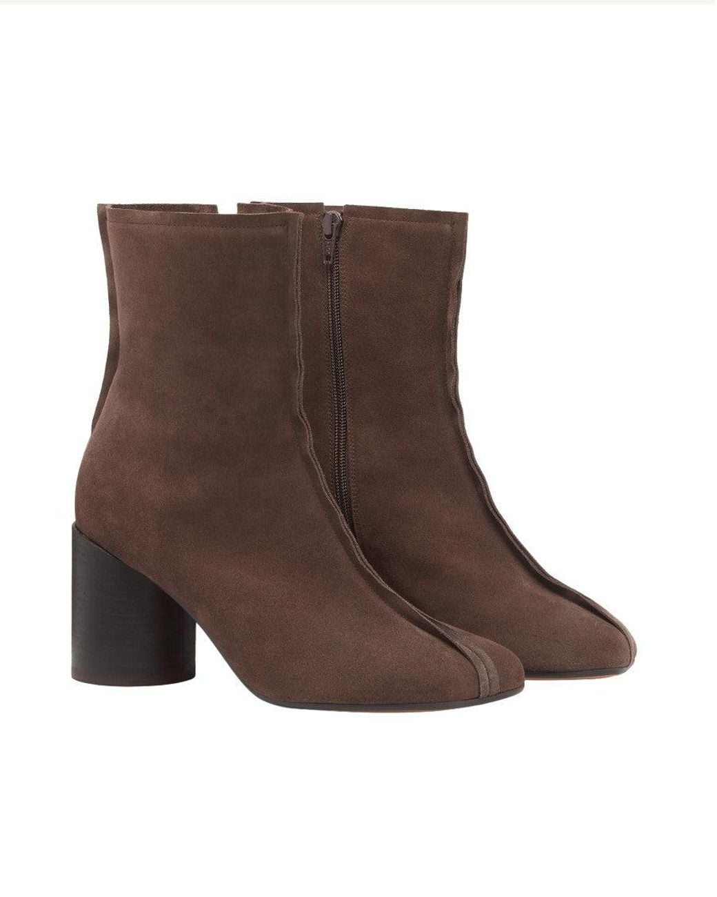 MM6 by Maison Margiela Brown Leather Ankle Boots