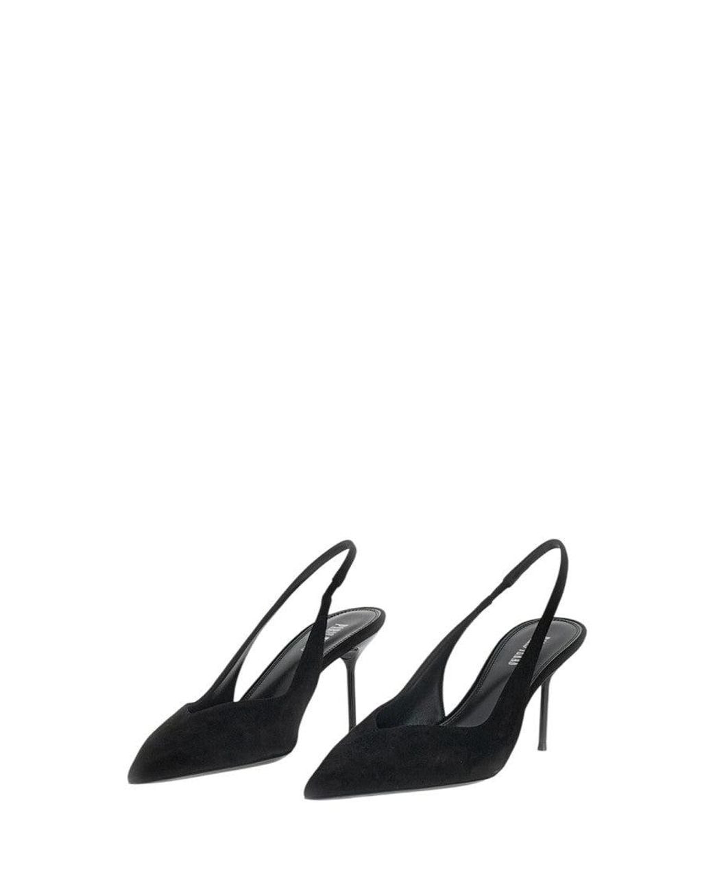 Paris Texas Black Slingback Pumps