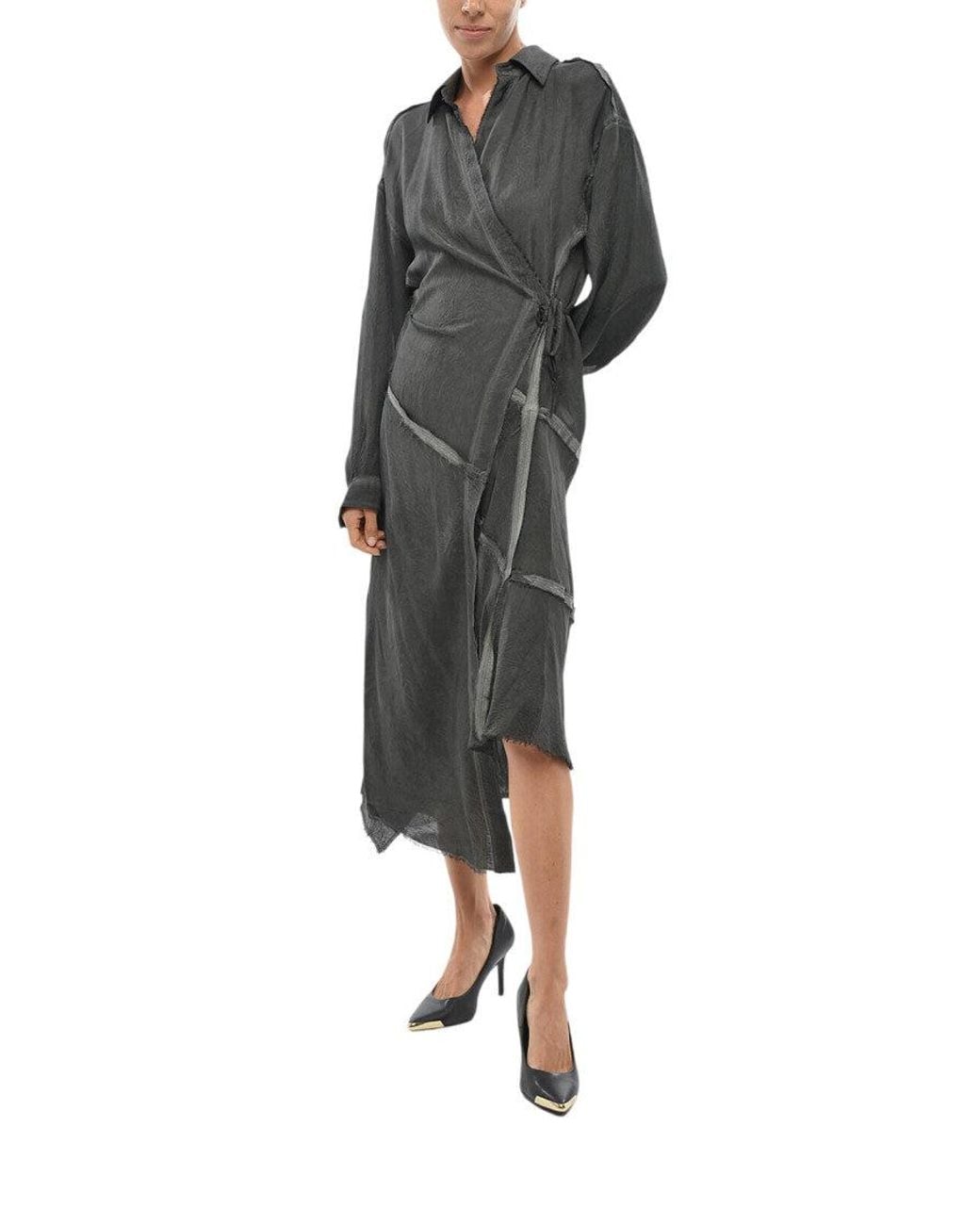 DIESEL Black Shirt Collar Midi Dress