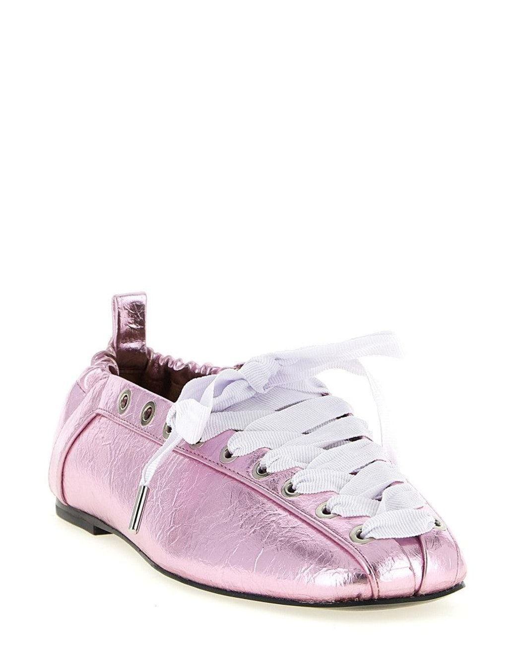 Ganni White Lace-Up Ballet Sneakers