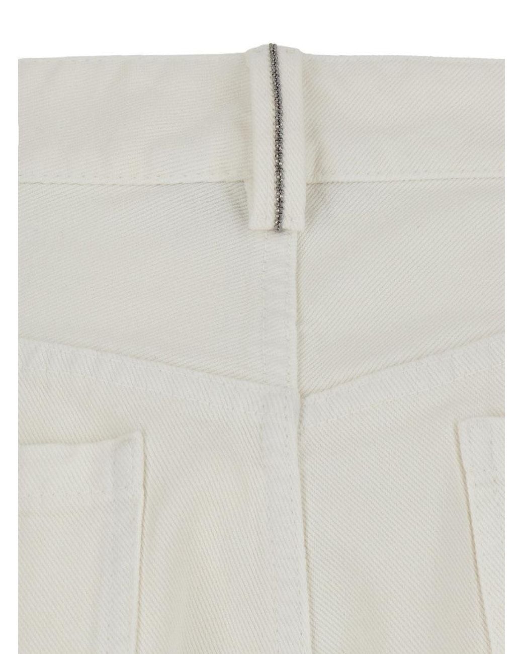Brunello Cucinelli White Regular Flat Front Pant