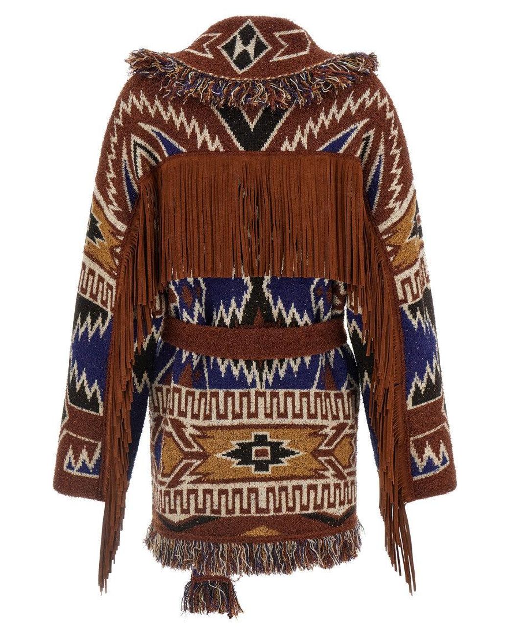 Alanui Brown Jacquard Shawl Neck Cardigan