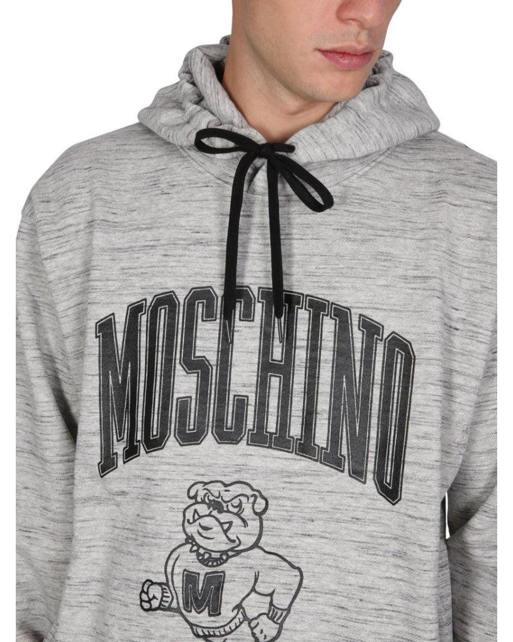 Moschino Gray Logo Hood Sweatshirts for men