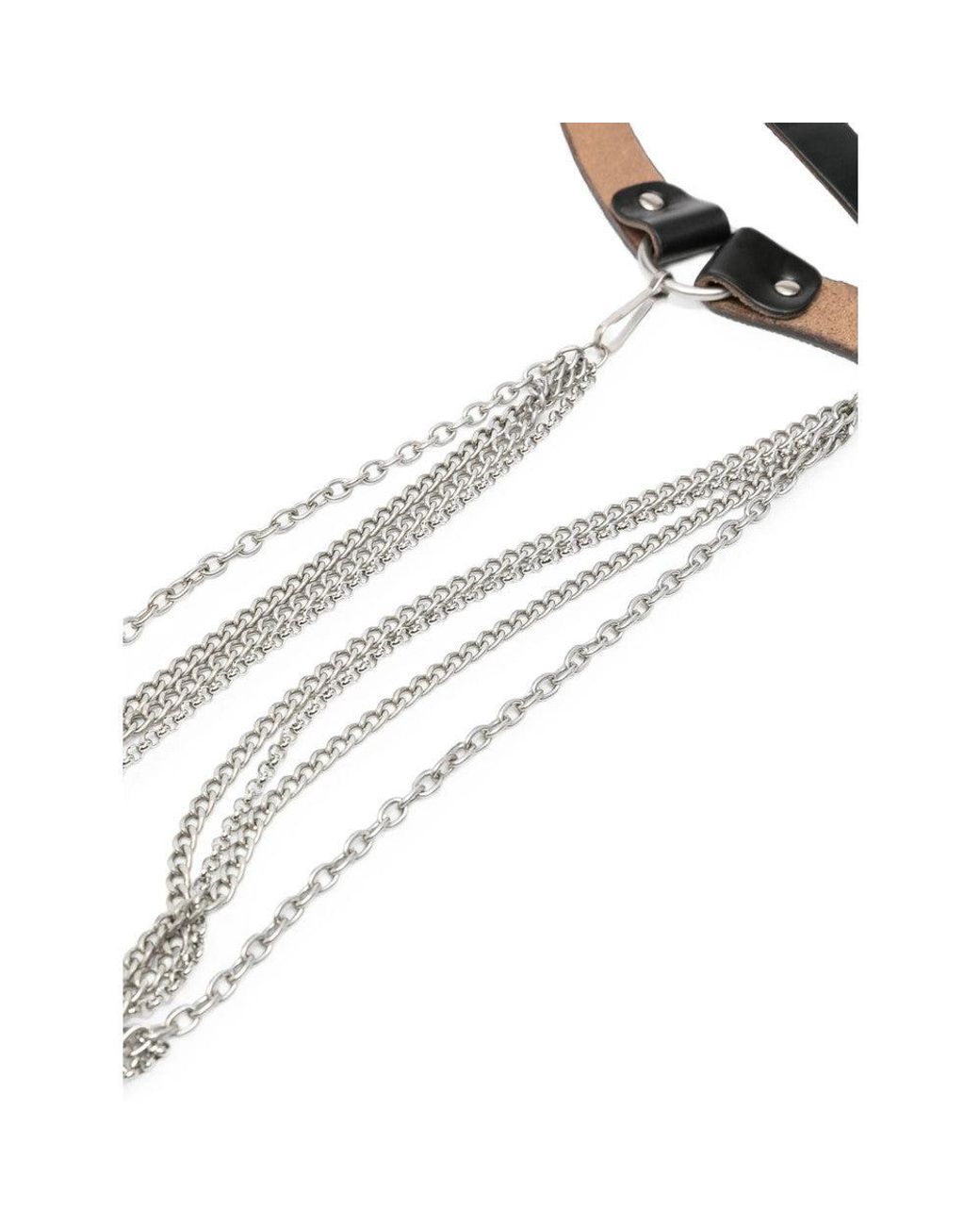 Our Legacy White Chain Detail Buckle Belt for men