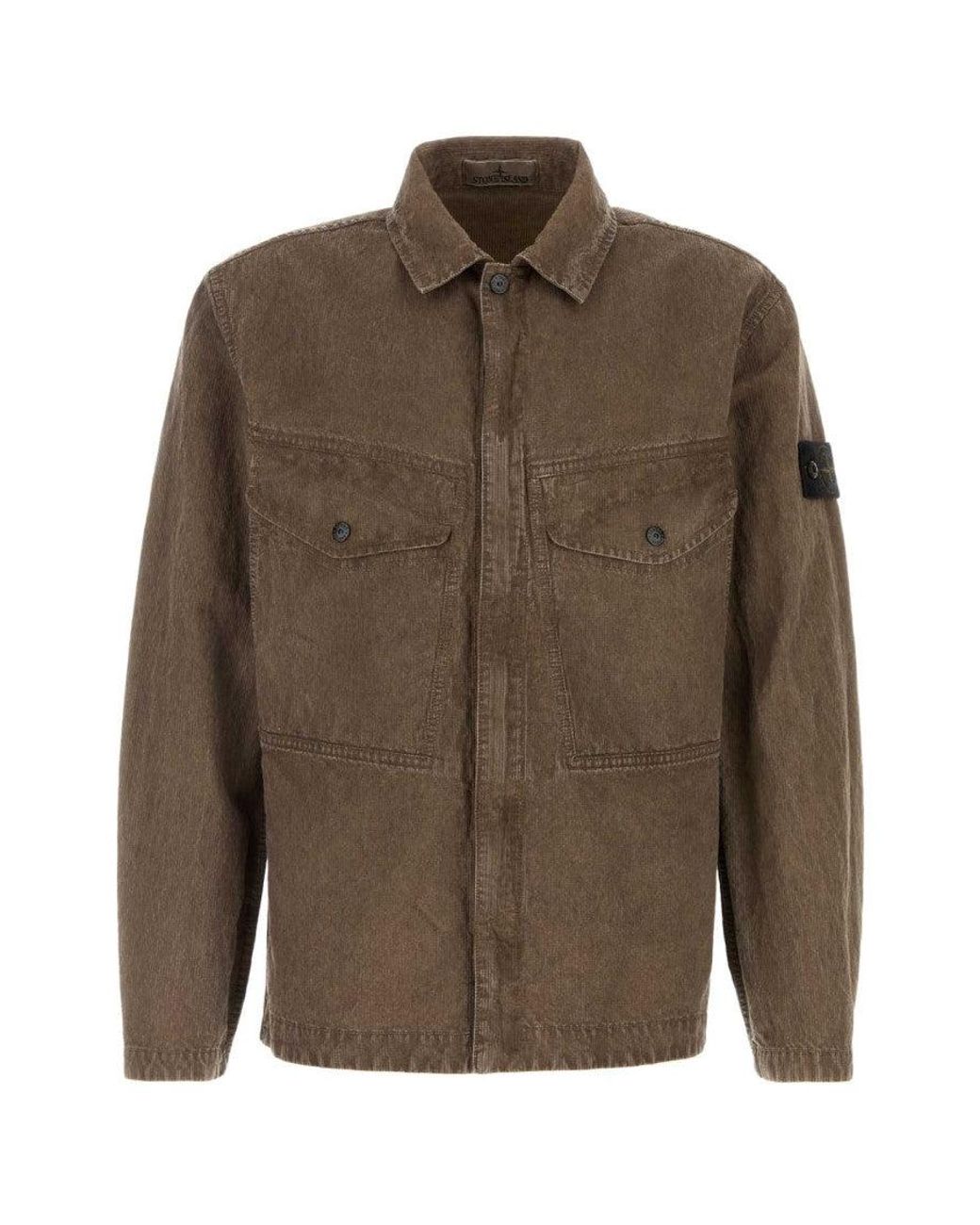 Stone Island Brown Cotton Blend Shirt for men