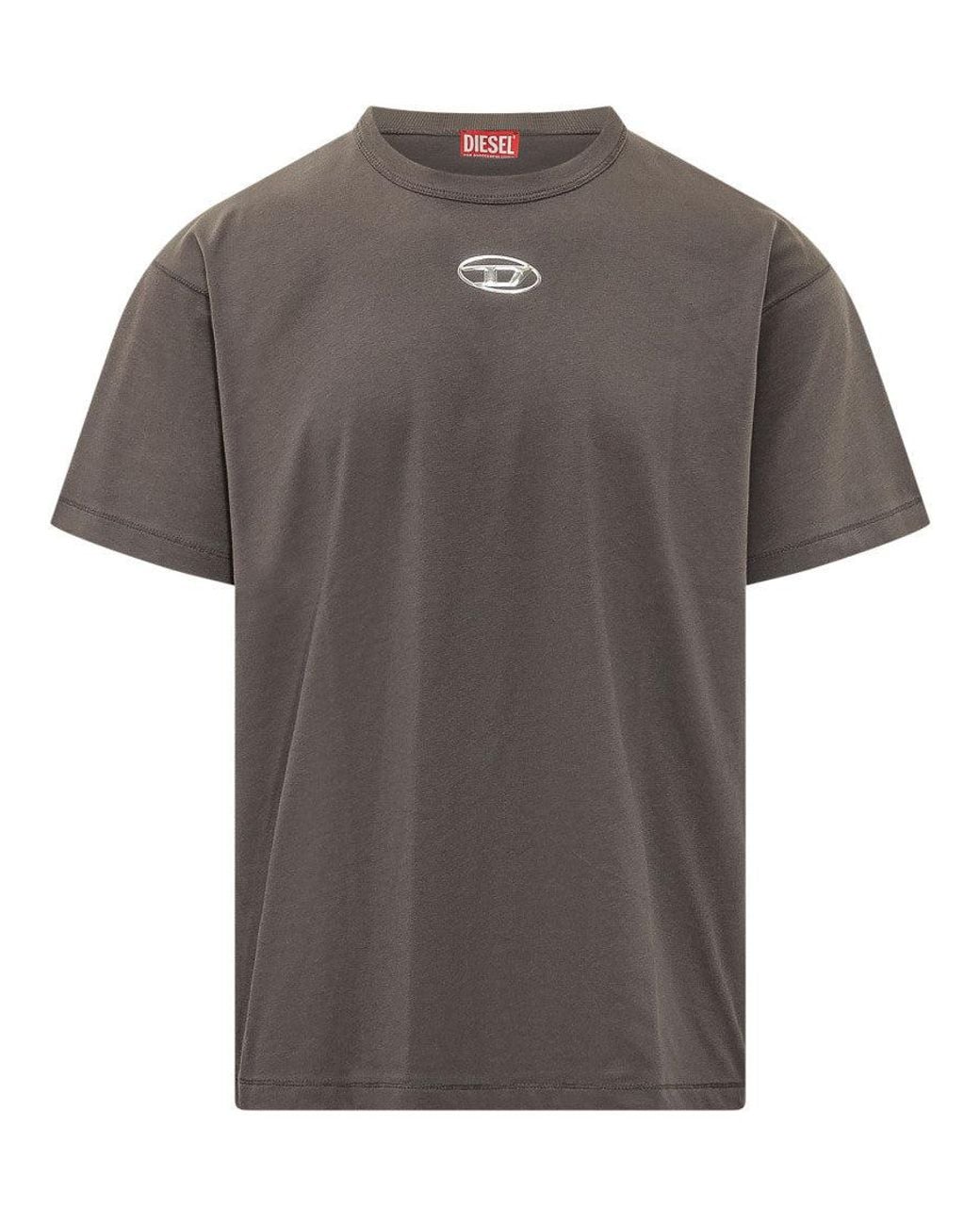 DIESEL Gray Crew Neck T-Shirts for men