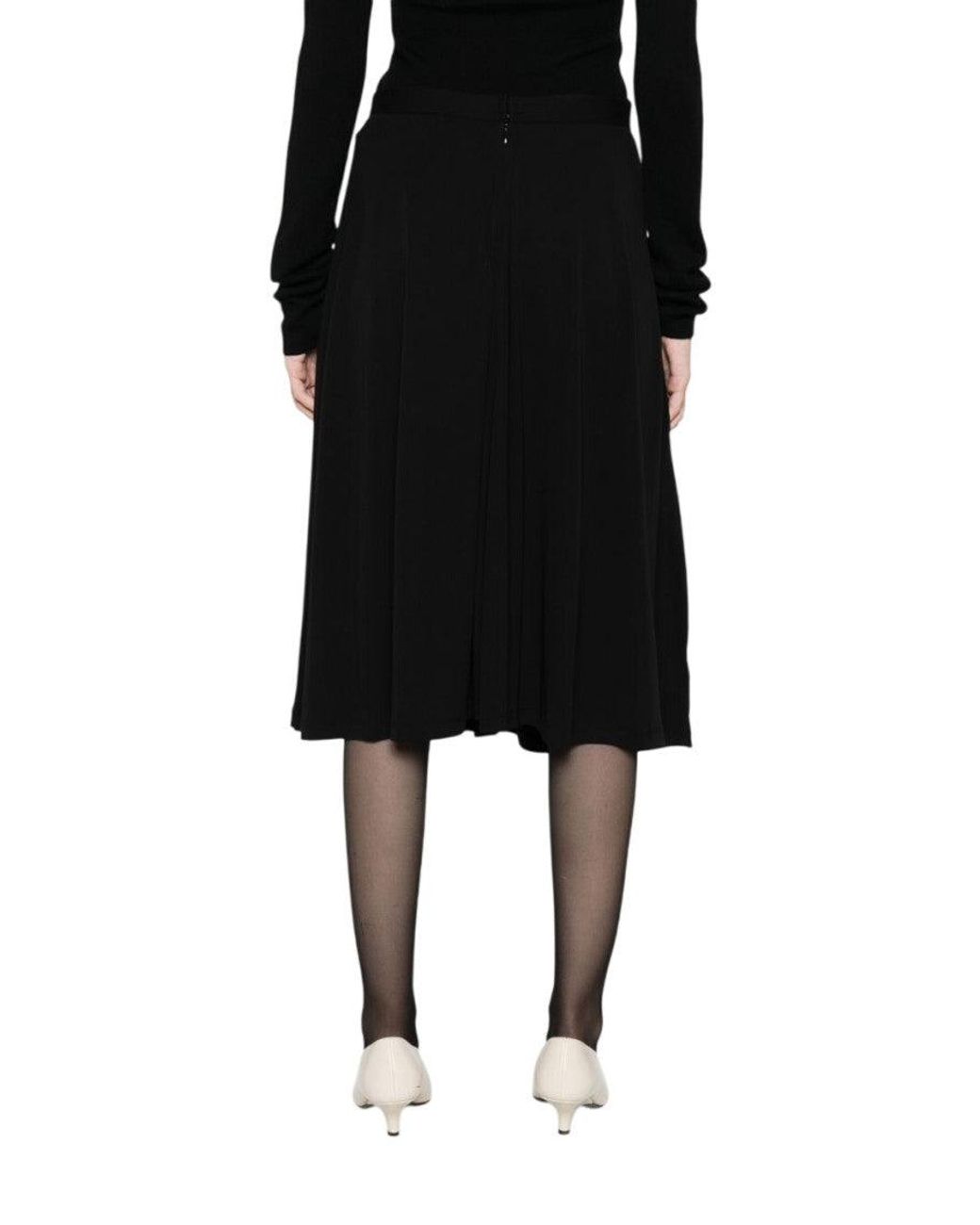 Totême Black Solid Midi Skirt