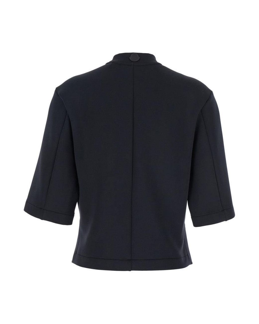 Moncler Blue Solid Mock Collar T-Shirt