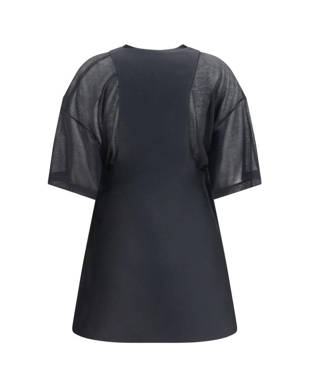 Balenciaga Black Solid V Neck Mini Dress
