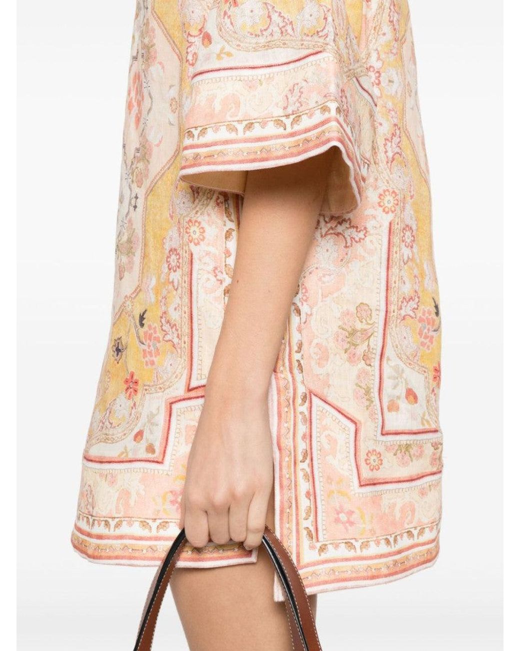 Zimmermann Natural Wylie Printed Linen Tunic