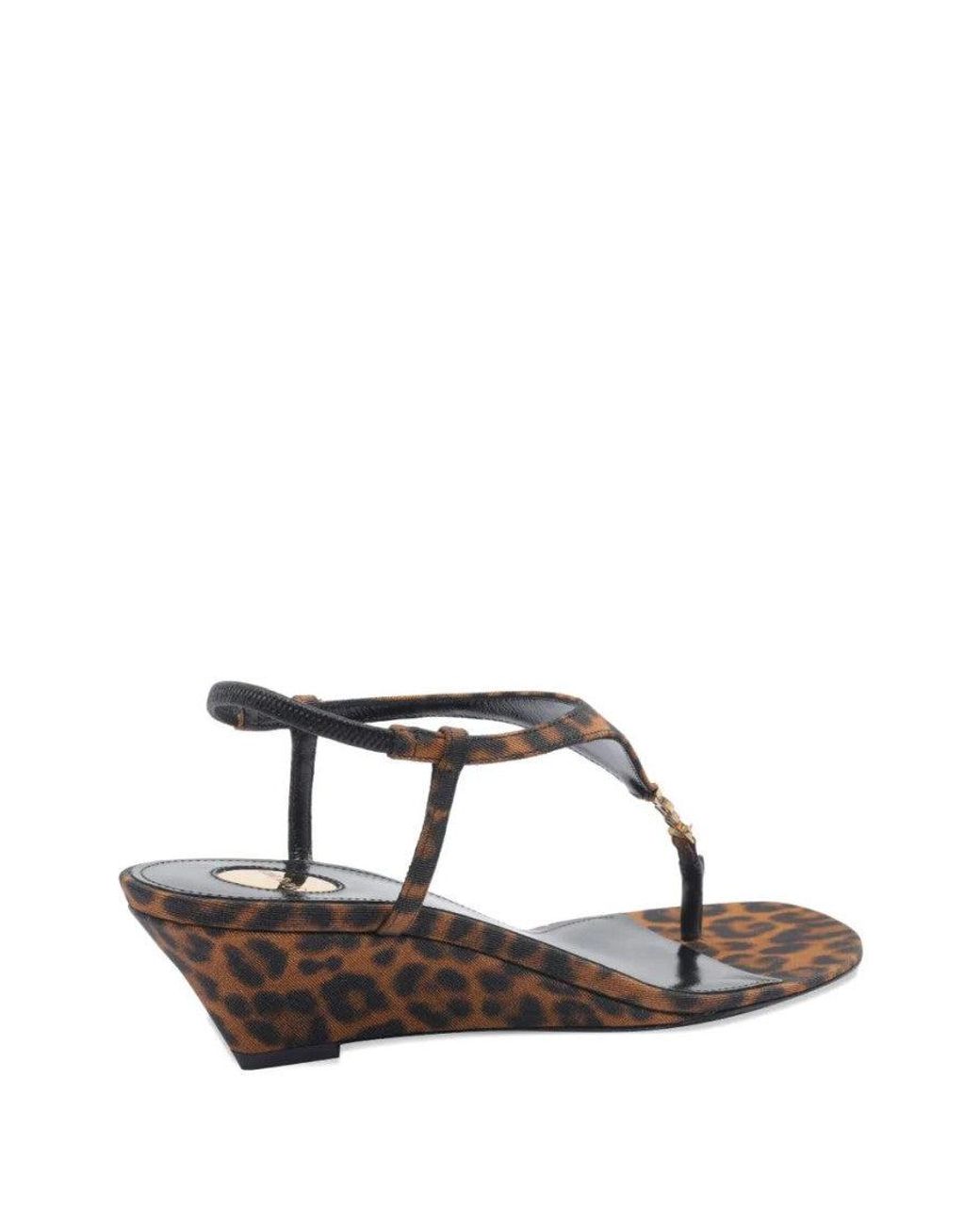 Saint Laurent Brown Animal Print Sandals