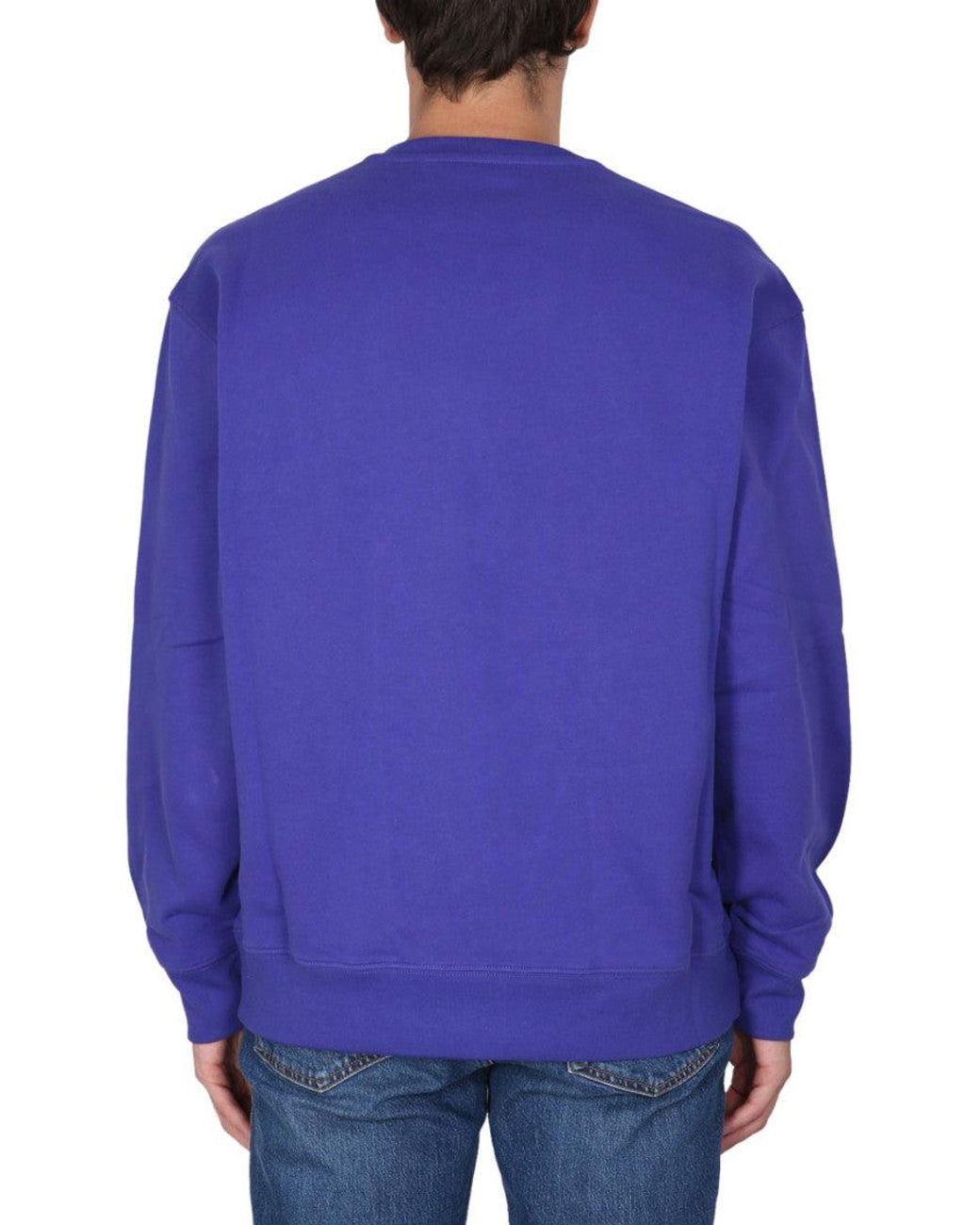 Moschino Blue Sweatshirt With Logo Patch Cotton Sweatshirts for men