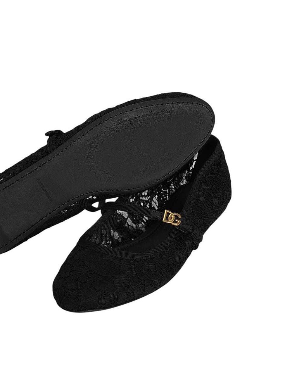 Dolce & Gabbana Black Logo Taormina Ballet Flats