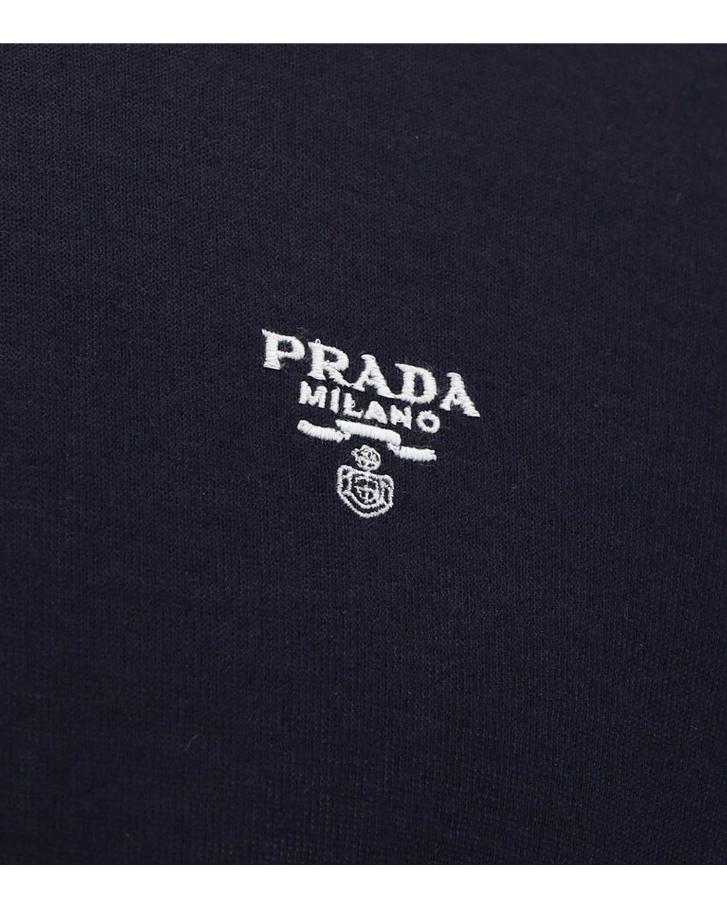 Prada Blue Half Zip Logo Polo for men