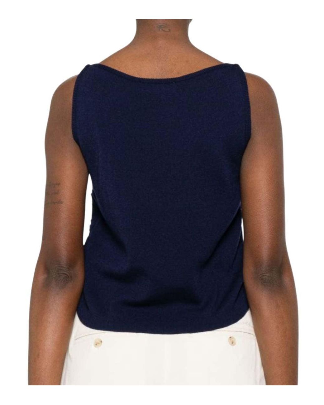 DUNST Blue Solid Round Neck Top