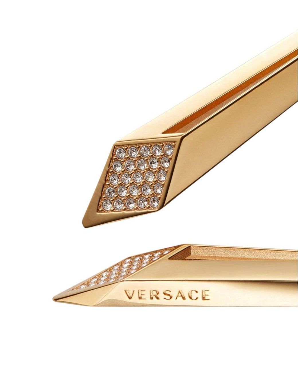Versace Metallic Golden Geometric Drop Earrings