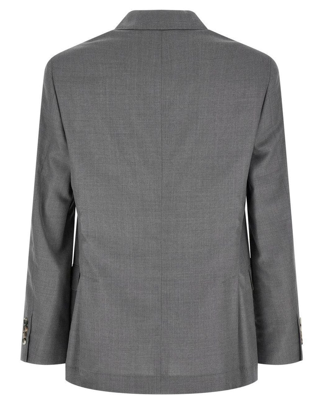 Brunello Cucinelli Gray Virgin Wool Hopsack Blazer for men