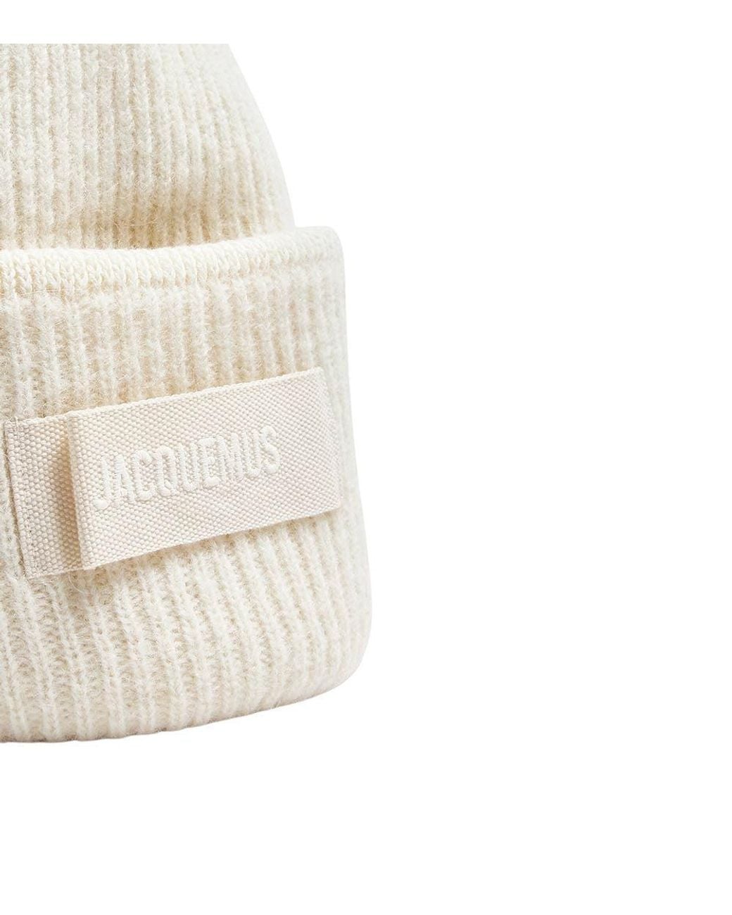 Jacquemus Natural Off Logo Beanie Cap for men