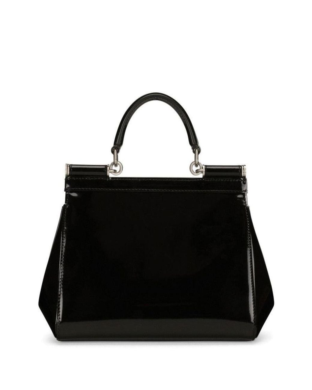 Dolce & Gabbana Black Sicily Medium Shiny Leather Handbag