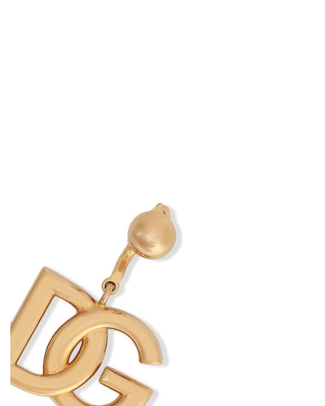 Dolce & Gabbana Metallic Golden Dg Logo Earrings