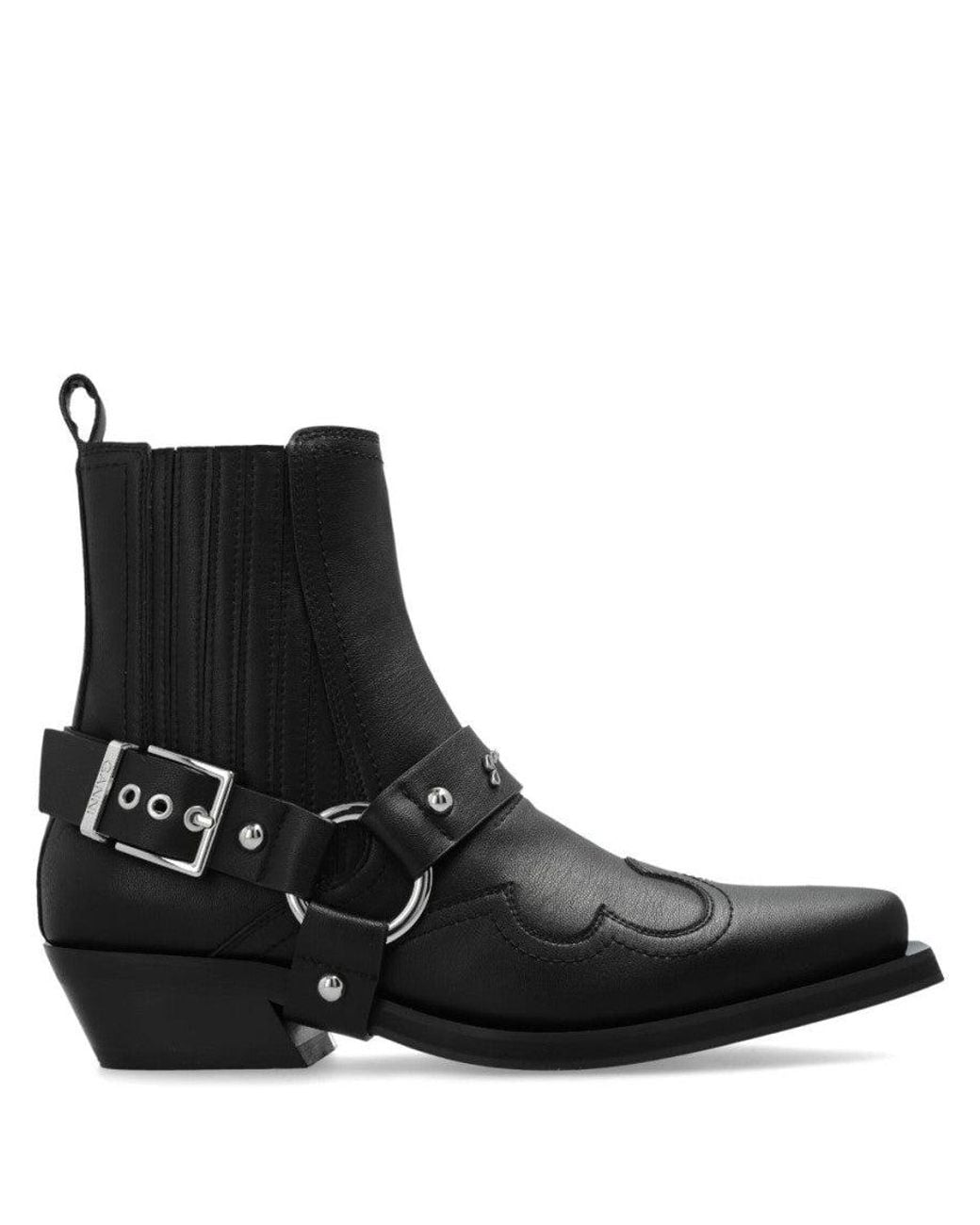 Ganni Black Leather Chelsea Boots
