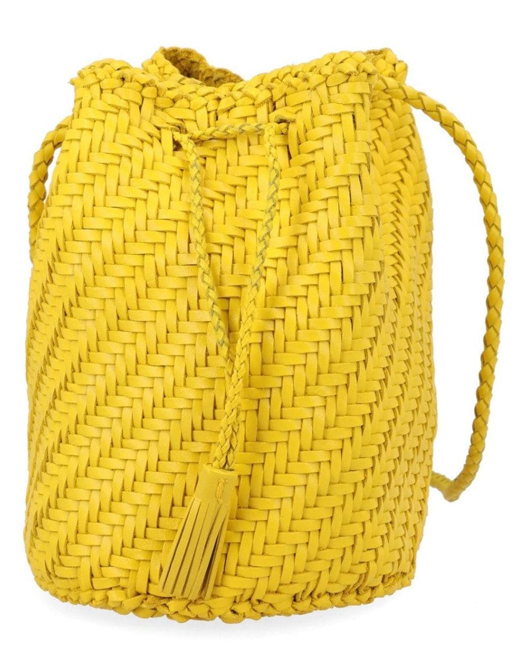 Dragon Diffusion Yellow Pompom Mini Bucket Bag