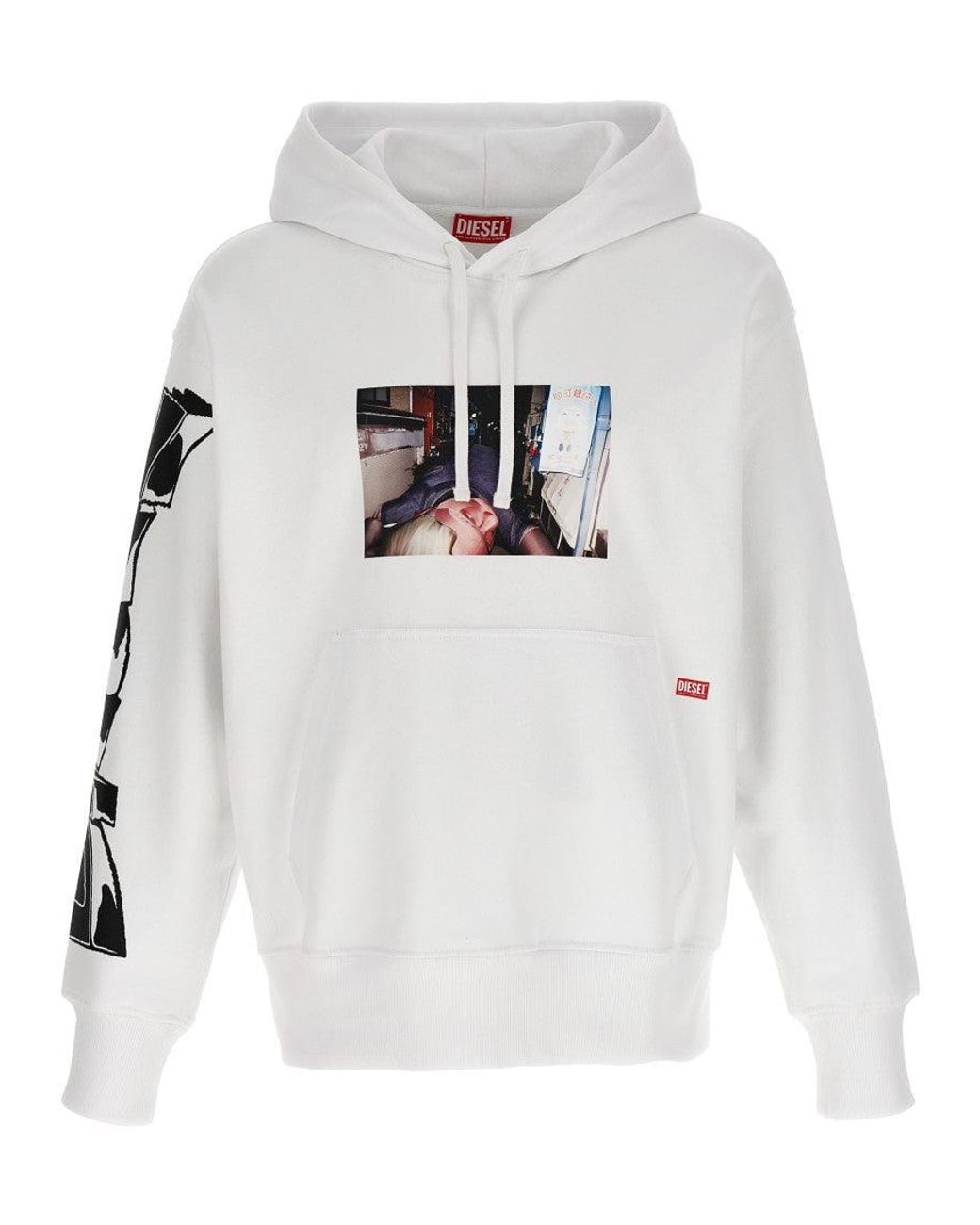 DIESEL White Graphic Hoodie for men