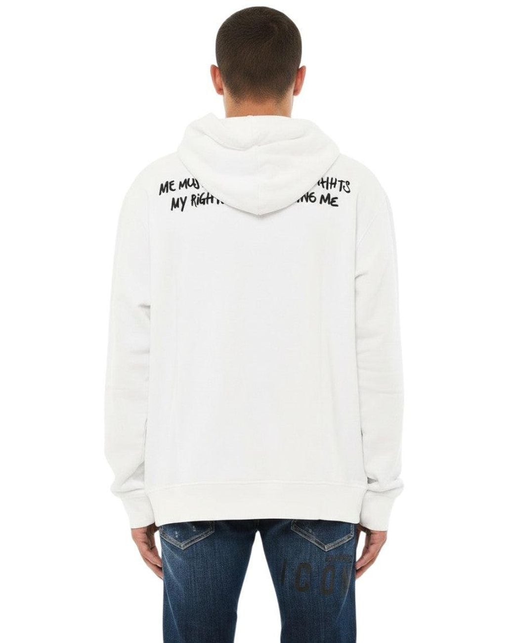 DSquared² White Relaxed Graphic Hoodie for men