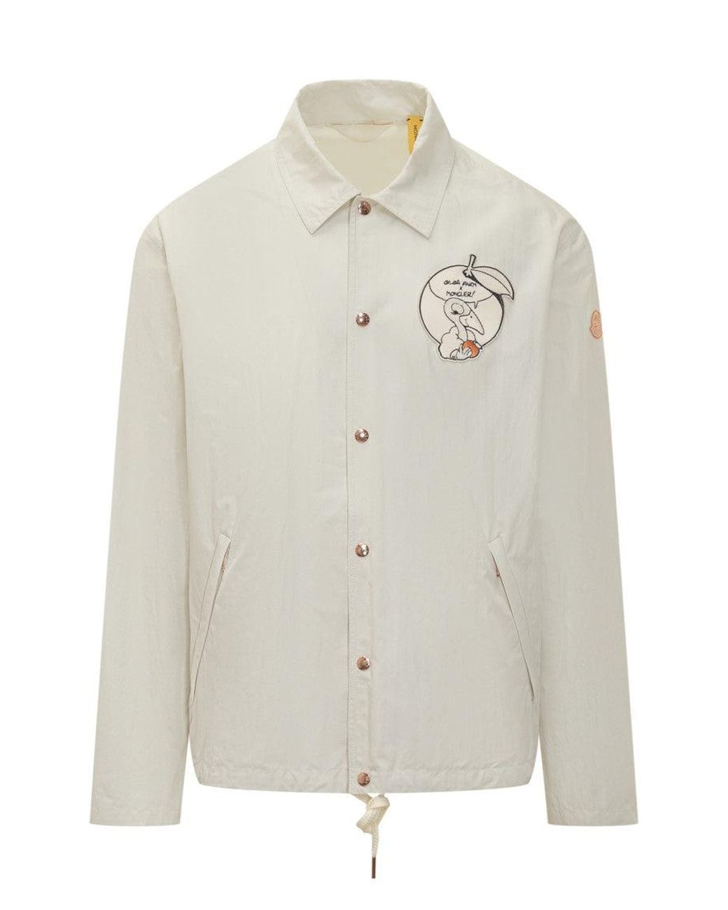 Moncler White Embroidered Shirt Collar Jacket for men