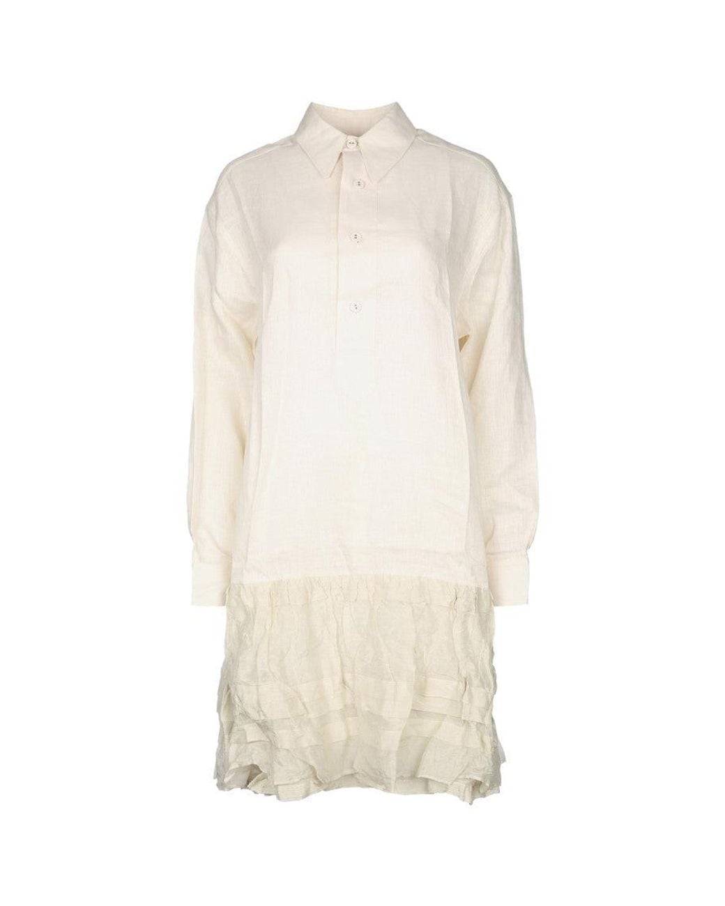 Prada White Shirt Collar Mini Dress