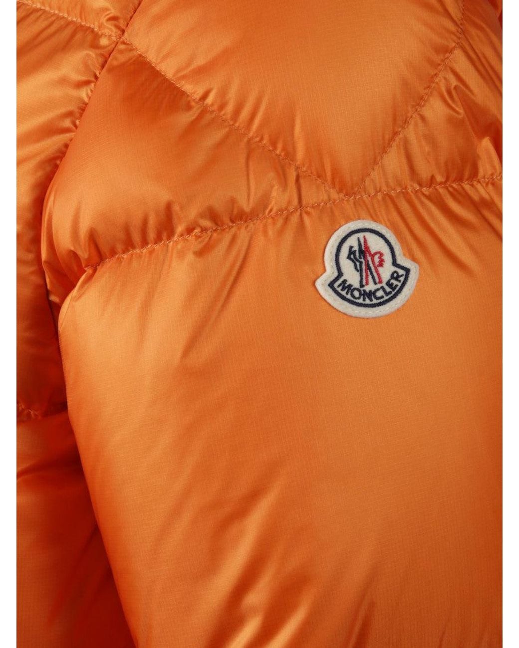 Moncler Orange Quilted Hood Jacket for men