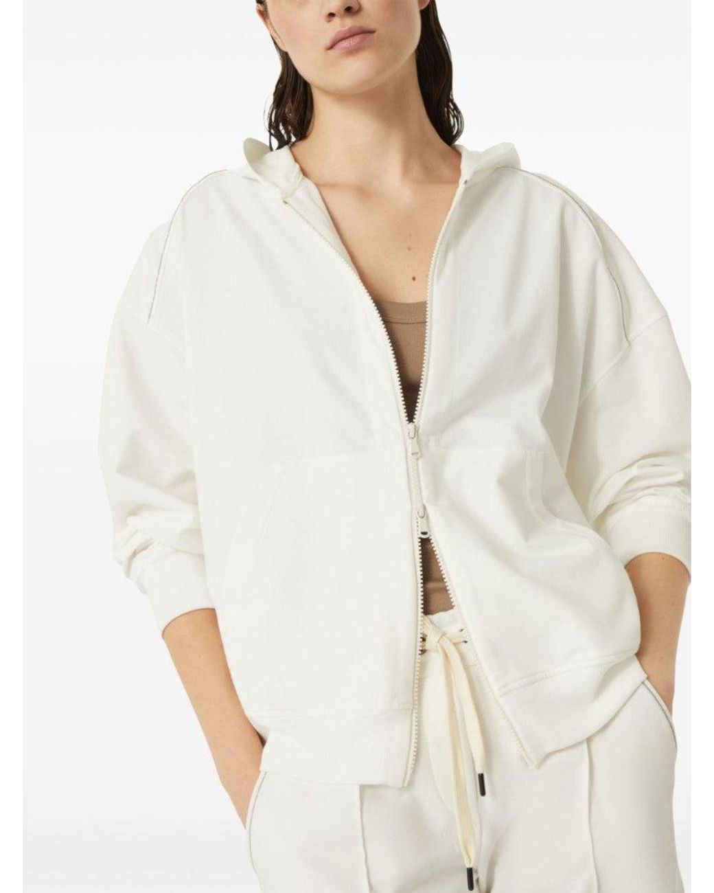 Brunello Cucinelli White Cotton Zipped Hoodie
