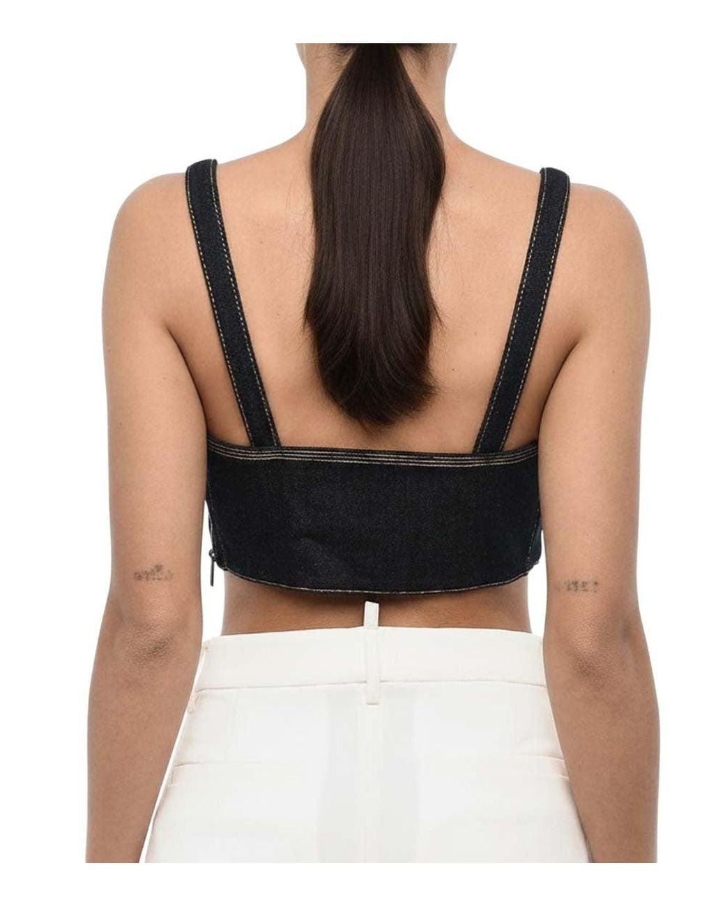DSquared² Black Embellished V Neck Top
