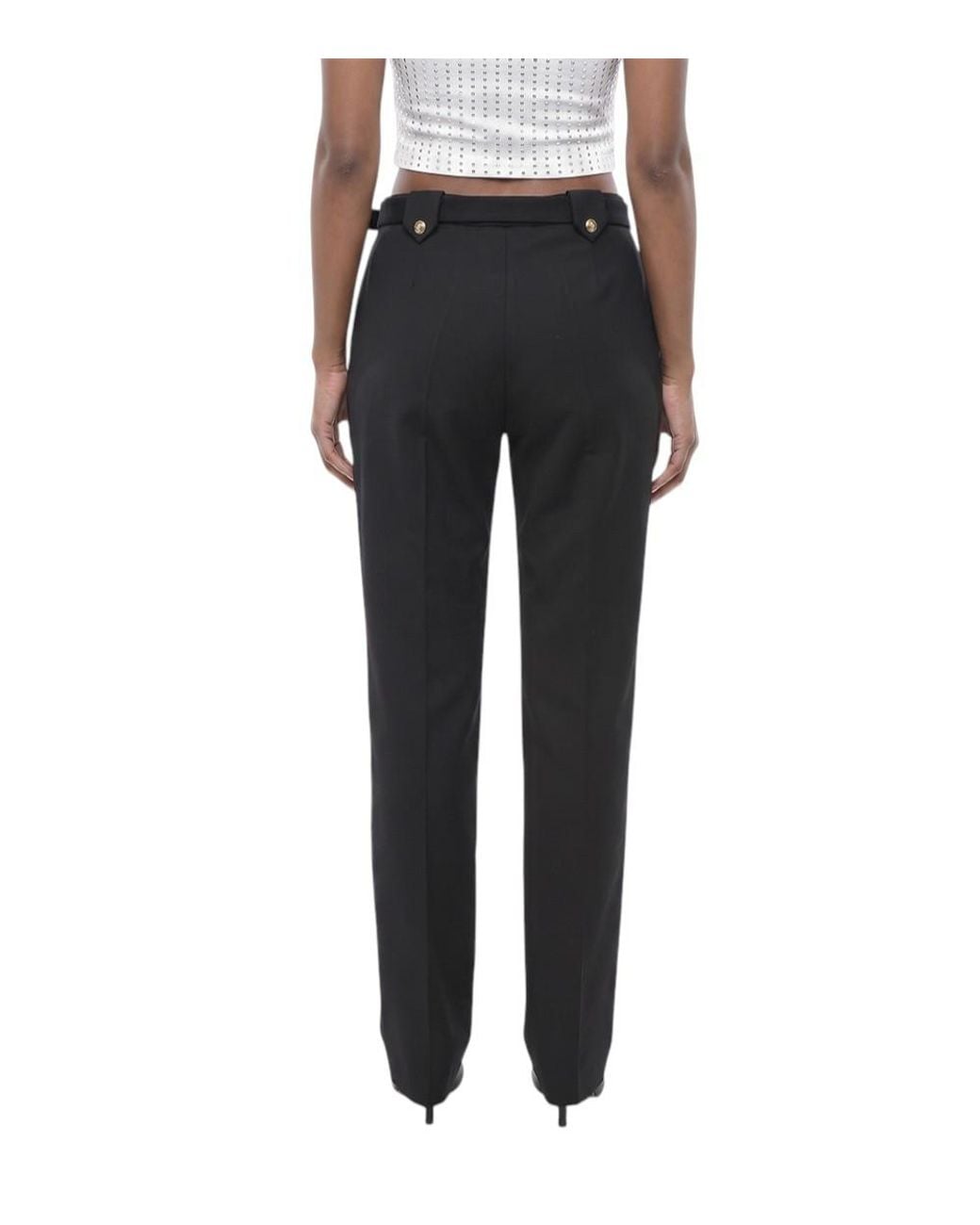 Versace Black Straight Flat Front Pants
