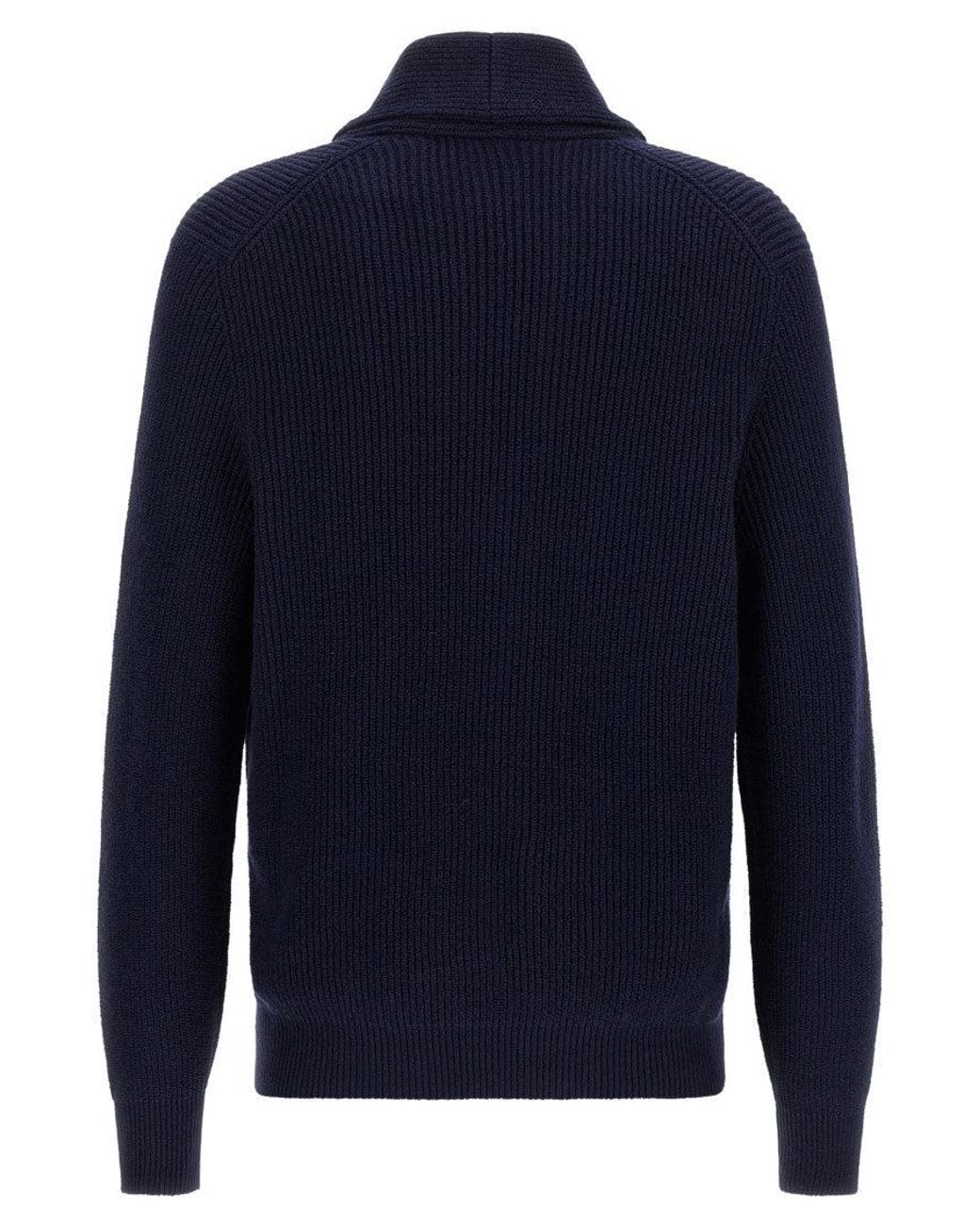 Brunello Cucinelli Blue Knitted Cardigan for men