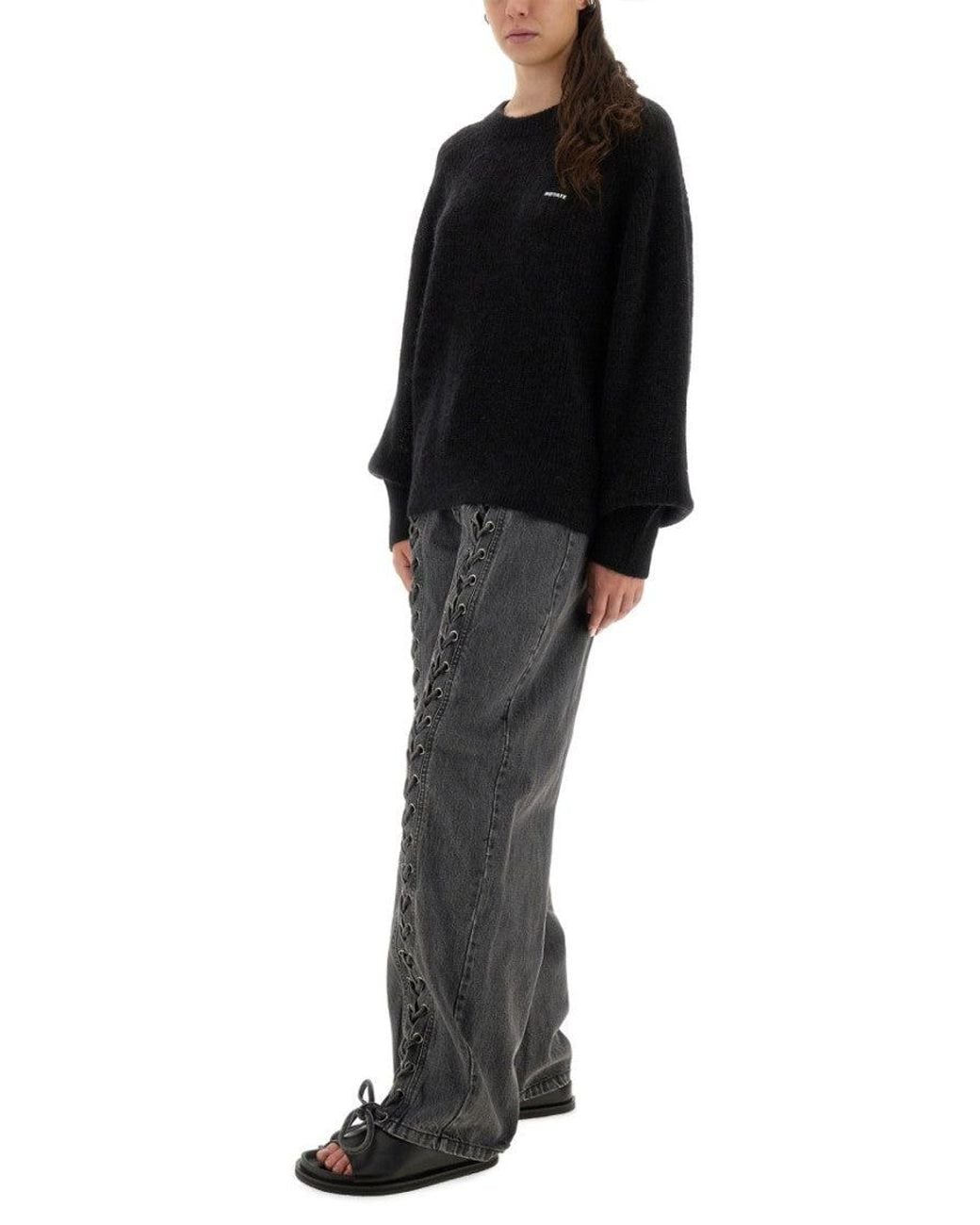 ROTATE BIRGER CHRISTENSEN Black Lightweight Knit Sweater With Logo Detail