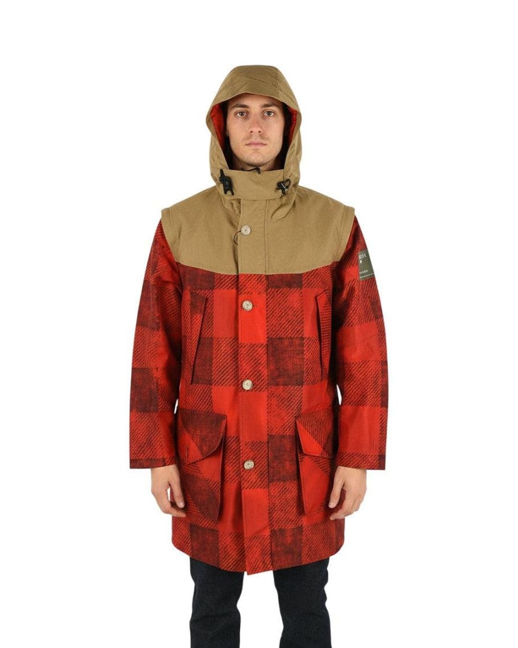 Woolrich Red Hooded Parka Jacket for men