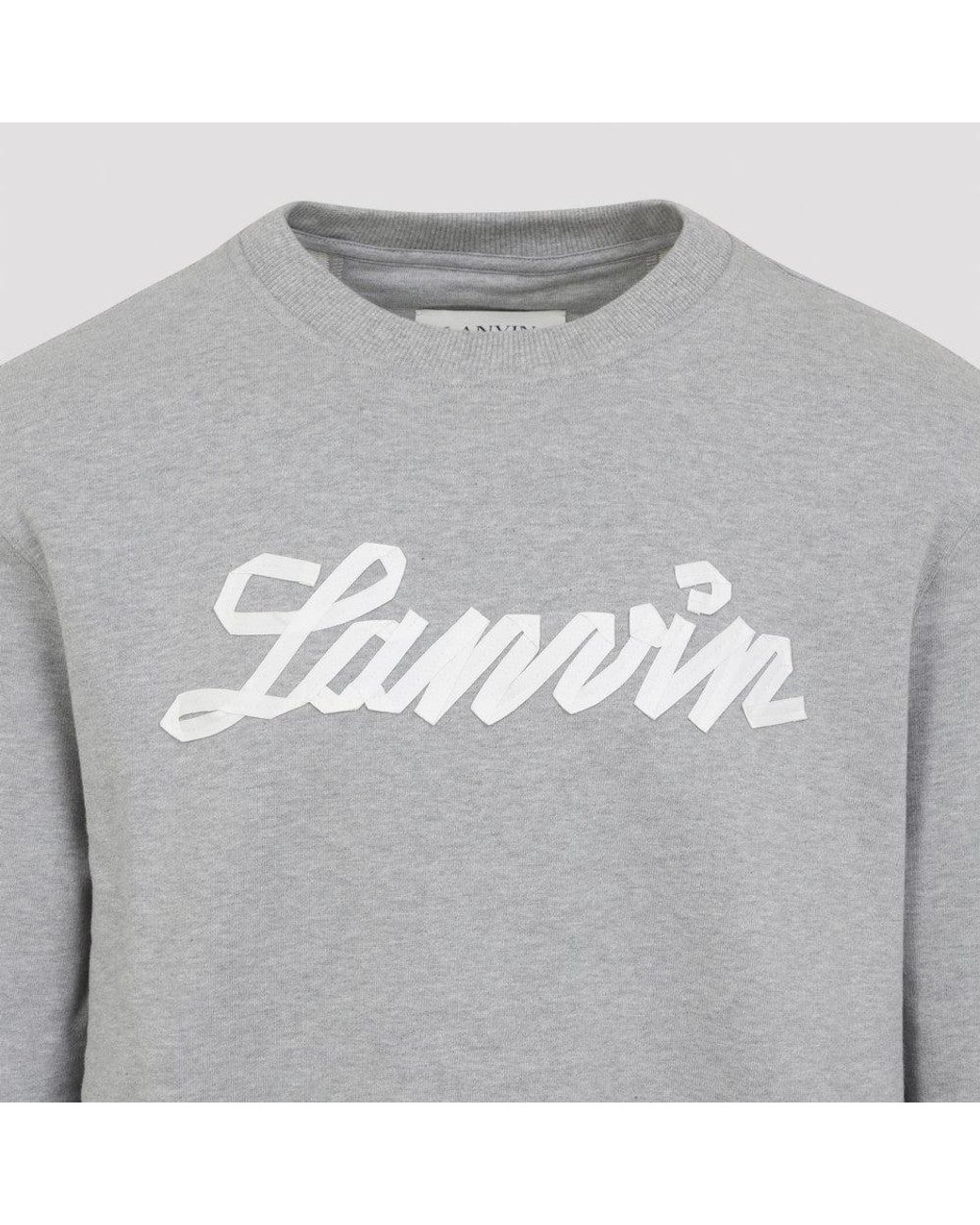 Lanvin Gray Embroidered Logo Sweatshirt for men