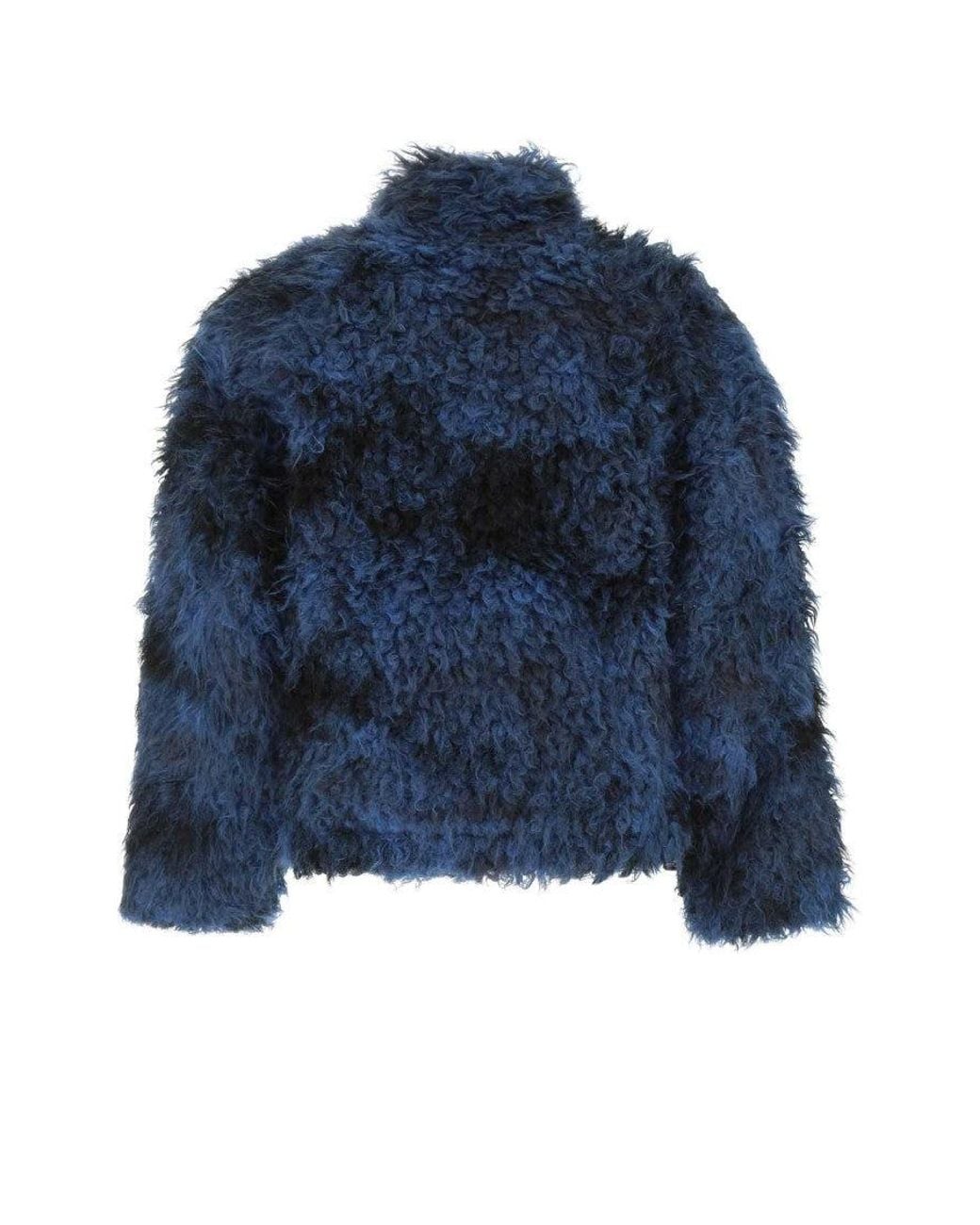 McQueen Blue Two-Tone Eco Fur Coat for men