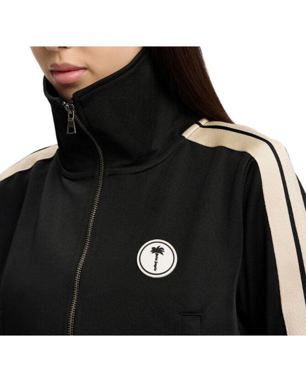 Palm Angels Black Logo Shirt Collar Sweatshirt