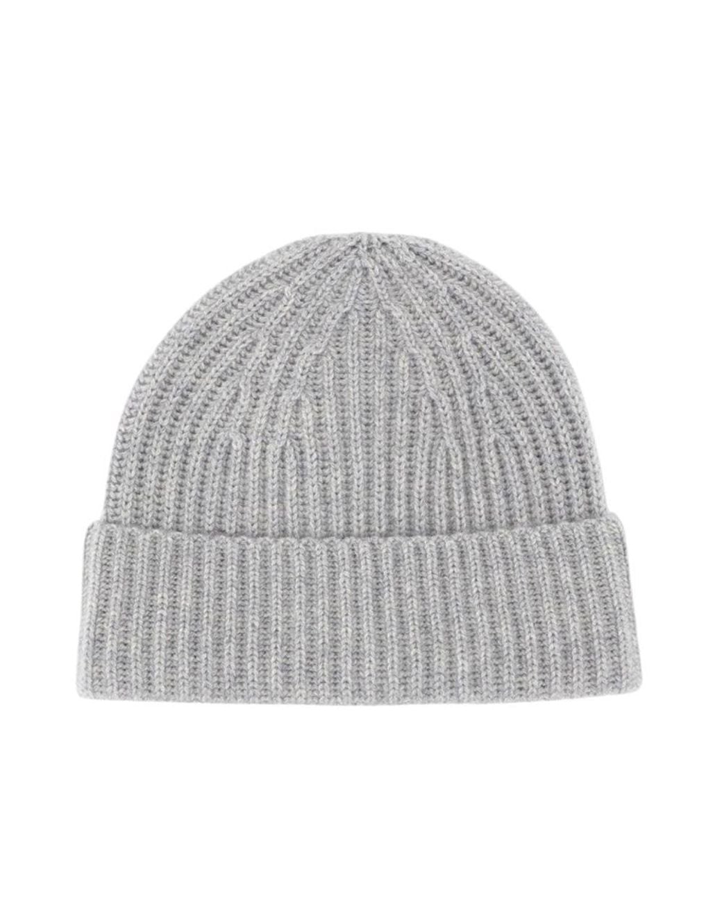 Lisa Yang Gray Ribbed Texture Beanie Hat