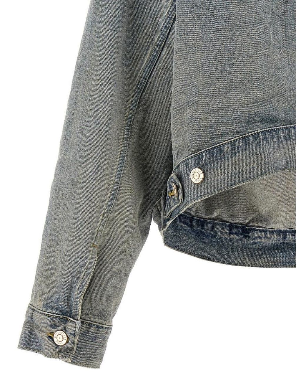 Balenciaga Gray Light Off-The-Shoulder Denim Jacket