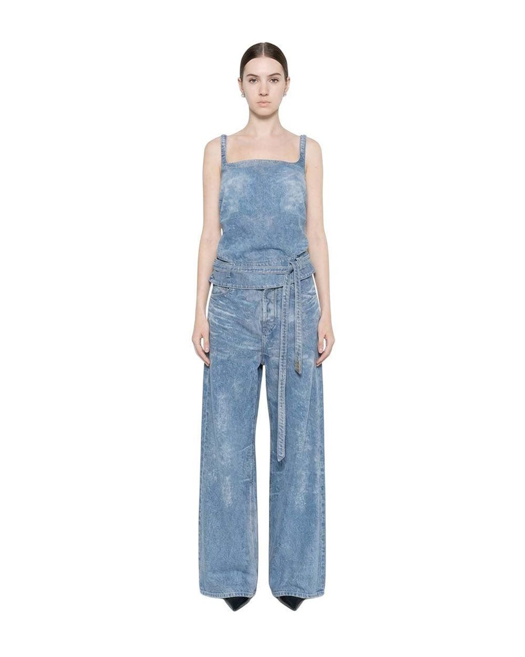 DIESEL Blue Light Square Neck Top