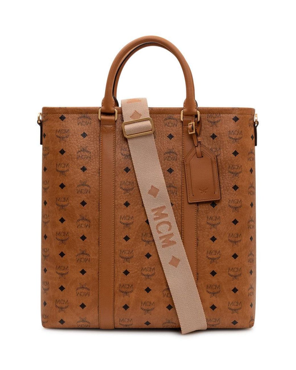 MCM Brown Aren Top Zip Large Tote