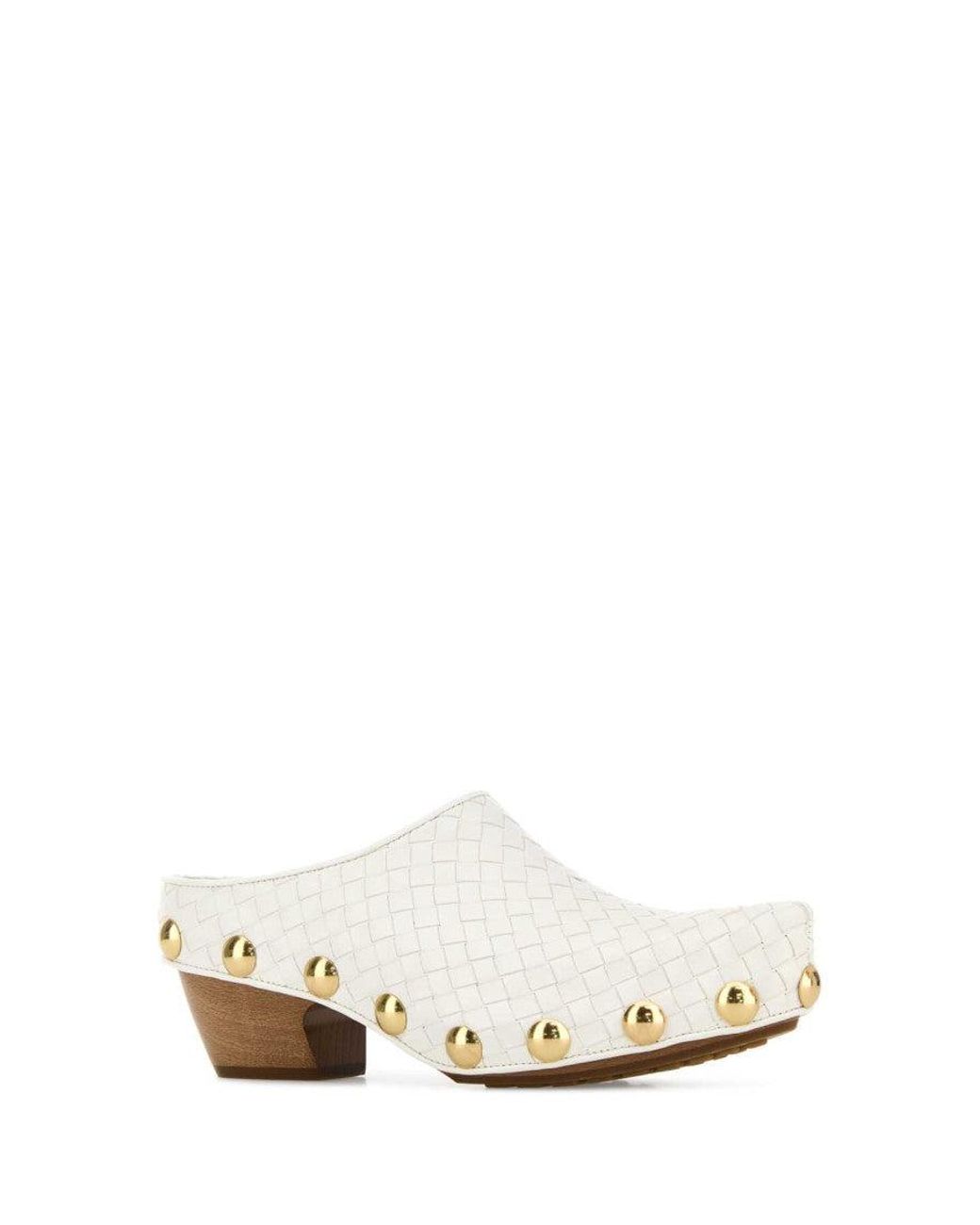 Bottega Veneta White Woven Mules