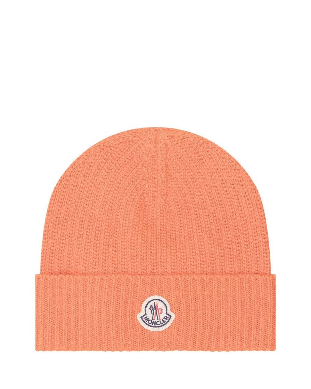 Moncler Orange Logo Beanie Cap for men